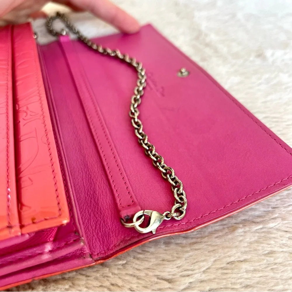 Christian Dior Pink Patent Leather Trotter Wallet WOC